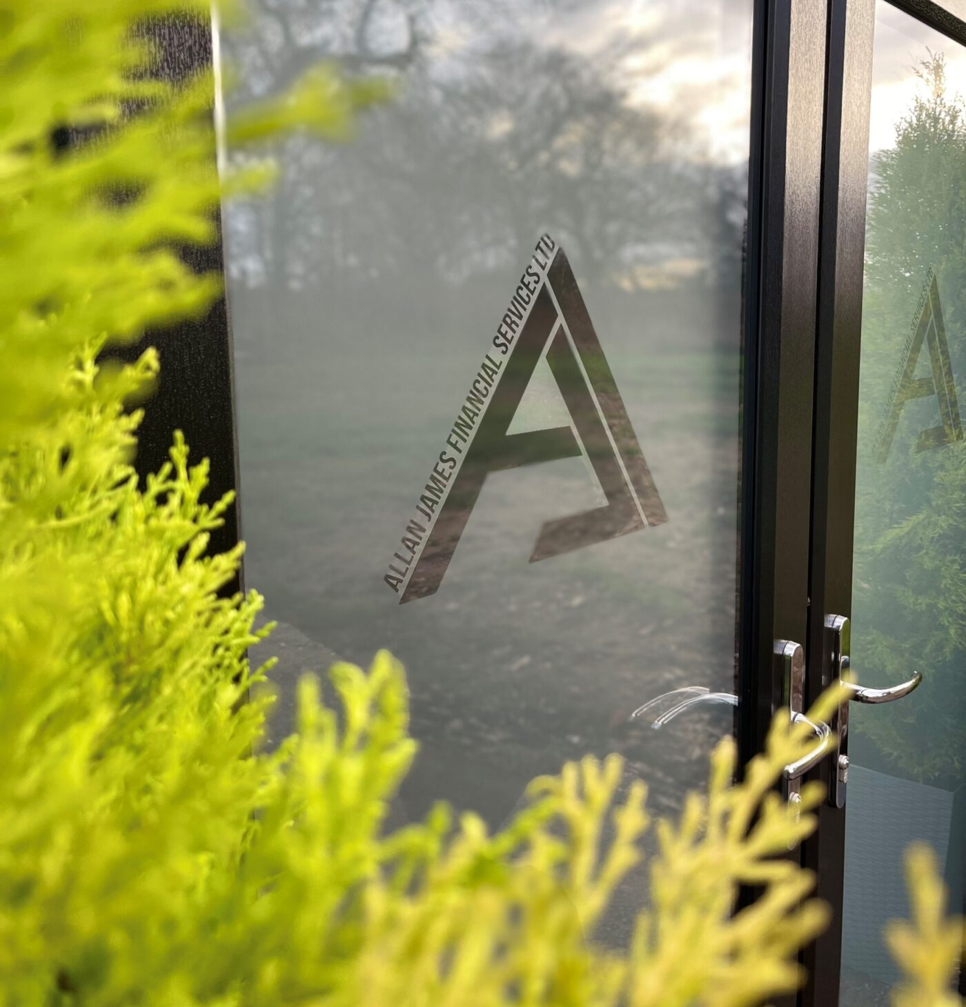 The entrance to Allan James Financial Services. Front door.
